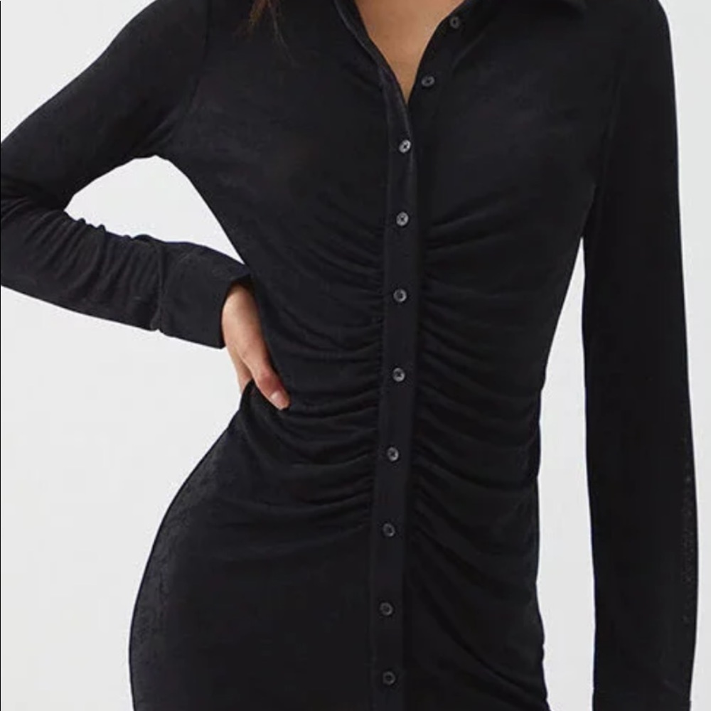 SUPER CUTE BLACK LONG SLEEVE BUTTON UP DRESS FROM PRETTYLITTLETHING